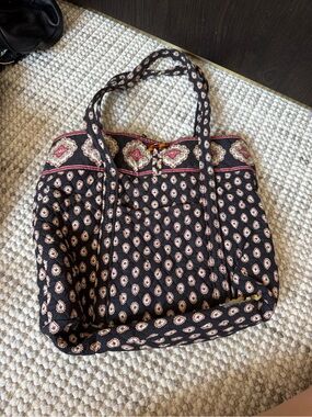 Vera Bradley Black Quilted Floral-Accent Tote